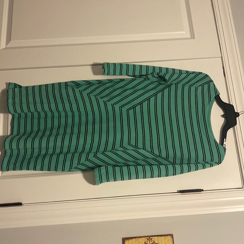 Merona green and navy striped sweater dress